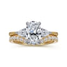 Sima - 14K White-Yellow Gold Oval Three Stone Diamond Engagement Ring - 0.3 ct