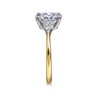 Sima - 14K White-Yellow Gold Oval Three Stone Diamond Engagement Ring - 0.3 ct