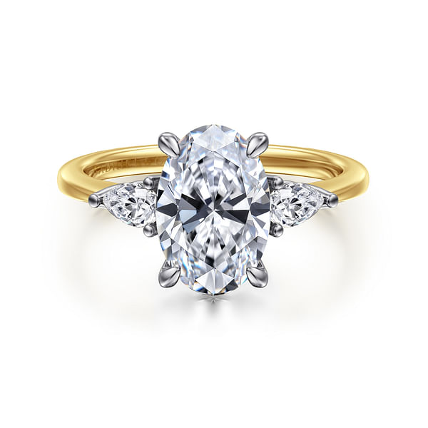 14k White or Yellow Gold Oval Gemstone Diamond Rings