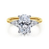 Sima - 14K White-Yellow Gold Oval Three Stone Diamond Engagement Ring - 0.3 ct