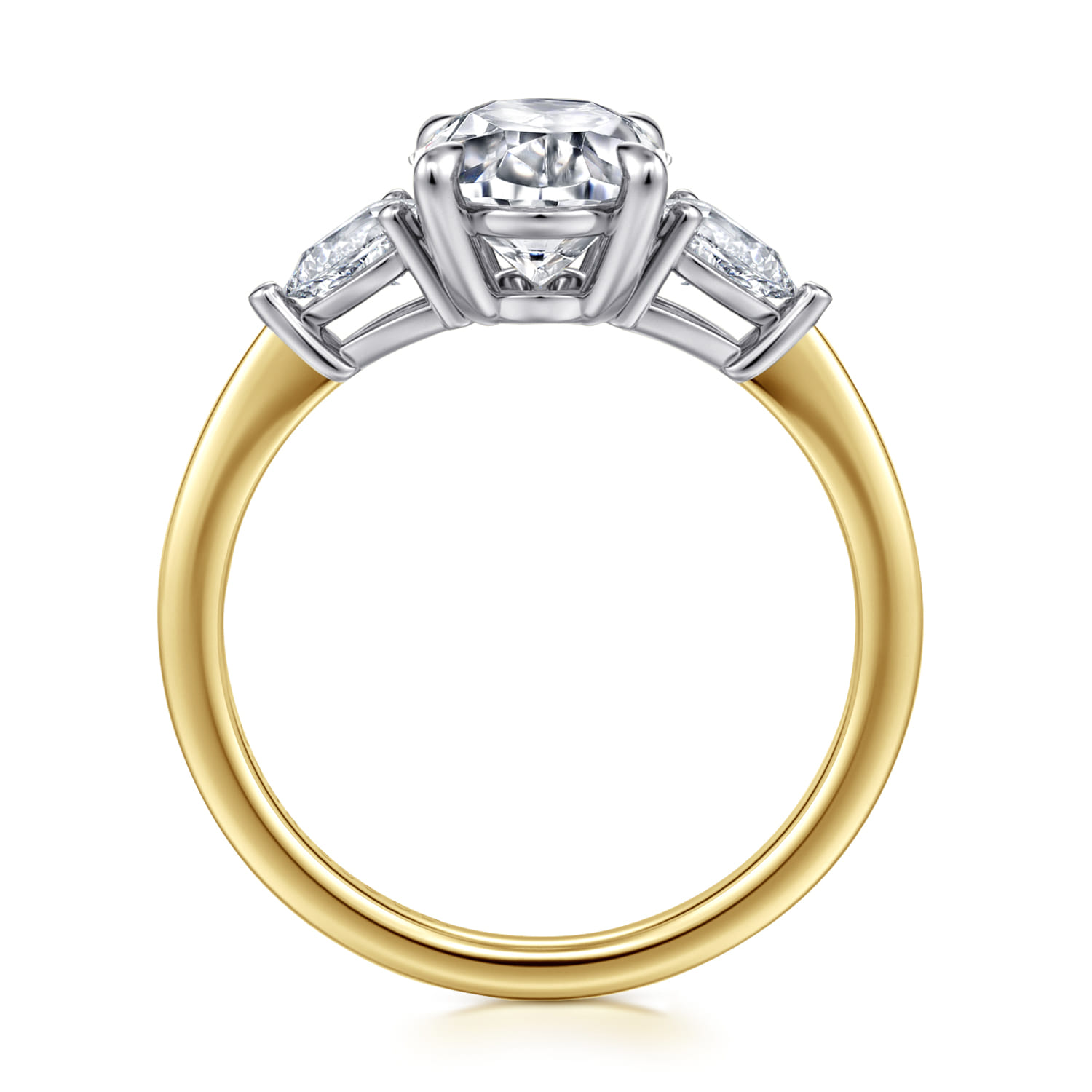Sima - 14K White-Yellow Gold Oval Three Stone Diamond Engagement Ring - 0.3 ct - Shot 2