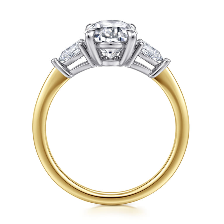 Sima - 14K White-Yellow Gold Oval Three Stone Diamond Engagement Ring - 0.3 ct - Shot 2