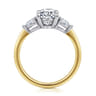 Sima - 14K White-Yellow Gold Oval Three Stone Diamond Engagement Ring - 0.3 ct