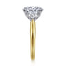 Devon - 14K White-Yellow Gold Oval Three Stone Lotus Diamond Engagement Ring - 0.4 ct