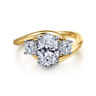 Elin - 14K White-Yellow Gold Oval Three Stone Diamond Engagement Ring - 0.5 ct