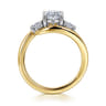 Elin - 14K White-Yellow Gold Oval Three Stone Diamond Engagement Ring - 0.5 ct
