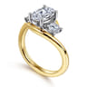 Elin - 14K White-Yellow Gold Oval Three Stone Diamond Engagement Ring - 0.5 ct