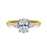 Adalia - 14K Yellow Gold Oval Three Stone Diamond Engagement Ring - 0.3 ct