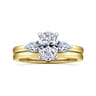 Adalia - 14K Yellow Gold Oval Three Stone Diamond Engagement Ring - 0.3 ct