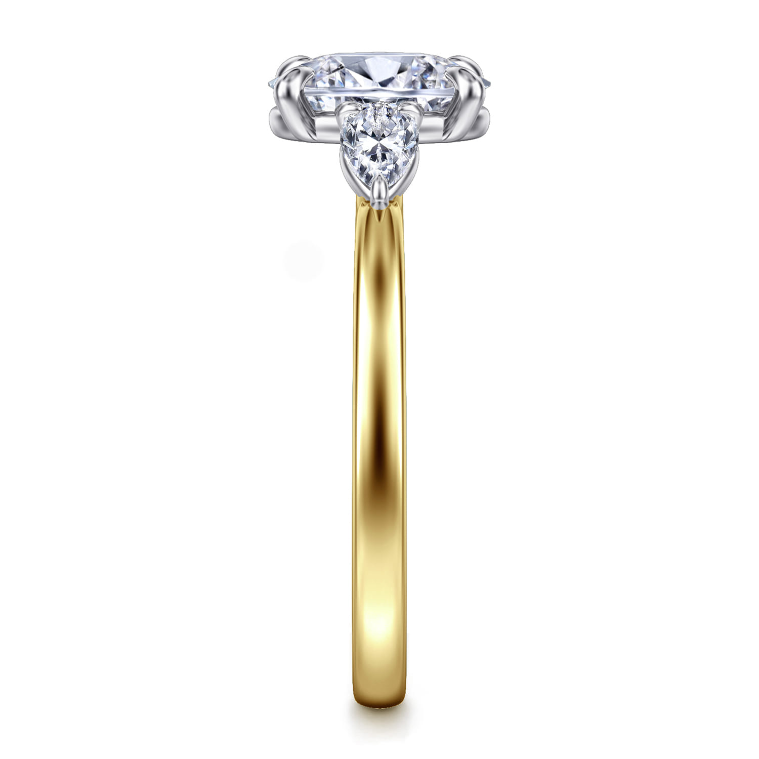 Adalia - 14K Yellow Gold Oval Three Stone Diamond Engagement Ring - 0.3 ct - Shot 5