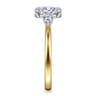Adalia - 14K Yellow Gold Oval Three Stone Diamond Engagement Ring - 0.3 ct
