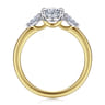 Adalia - 14K Yellow Gold Oval Three Stone Diamond Engagement Ring - 0.3 ct