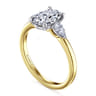 Adalia - 14K Yellow Gold Oval Three Stone Diamond Engagement Ring - 0.3 ct
