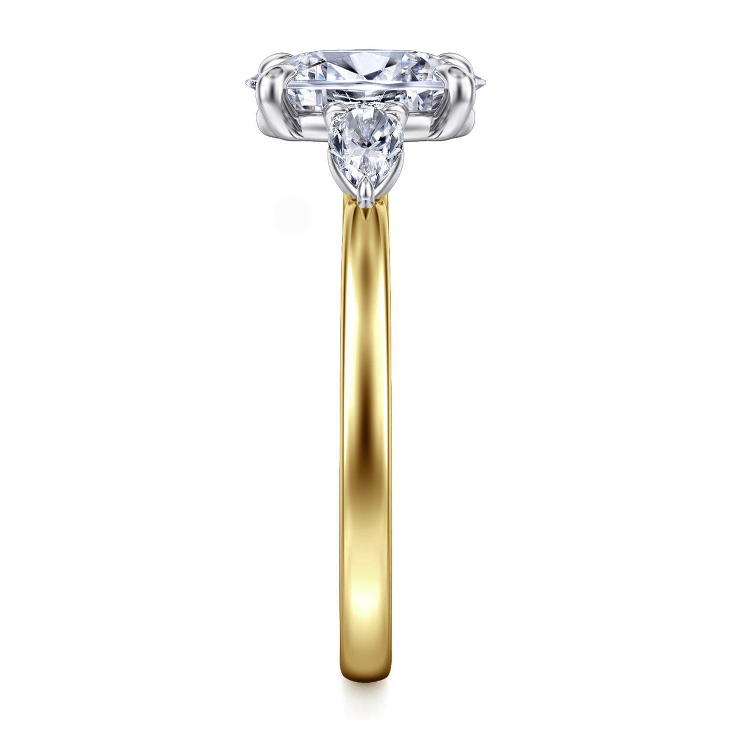 Adalia - 14K Yellow Gold Oval Three Stone Diamond Engagement Ring - 0.3 ct - Shot 5