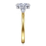 Adalia - 14K Yellow Gold Oval Three Stone Diamond Engagement Ring - 0.3 ct