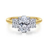 November - 14K White and Yellow Gold Oval Three Stone Diamond Engagement Ring - 0.6 ct