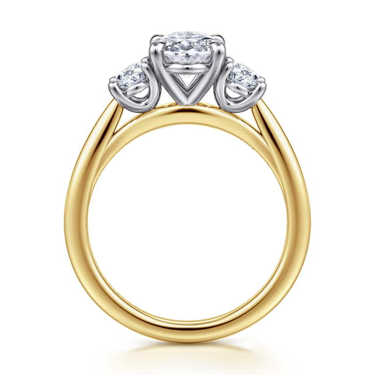 November - 14K White and Yellow Gold Oval Three Stone Diamond Engagement Ring - 0.6 ct - Shot 2