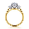 November - 14K White and Yellow Gold Oval Three Stone Diamond Engagement Ring - 0.6 ct