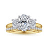 November - 14K White and Yellow Gold Oval Three Stone Diamond Engagement Ring - 0.6 ct
