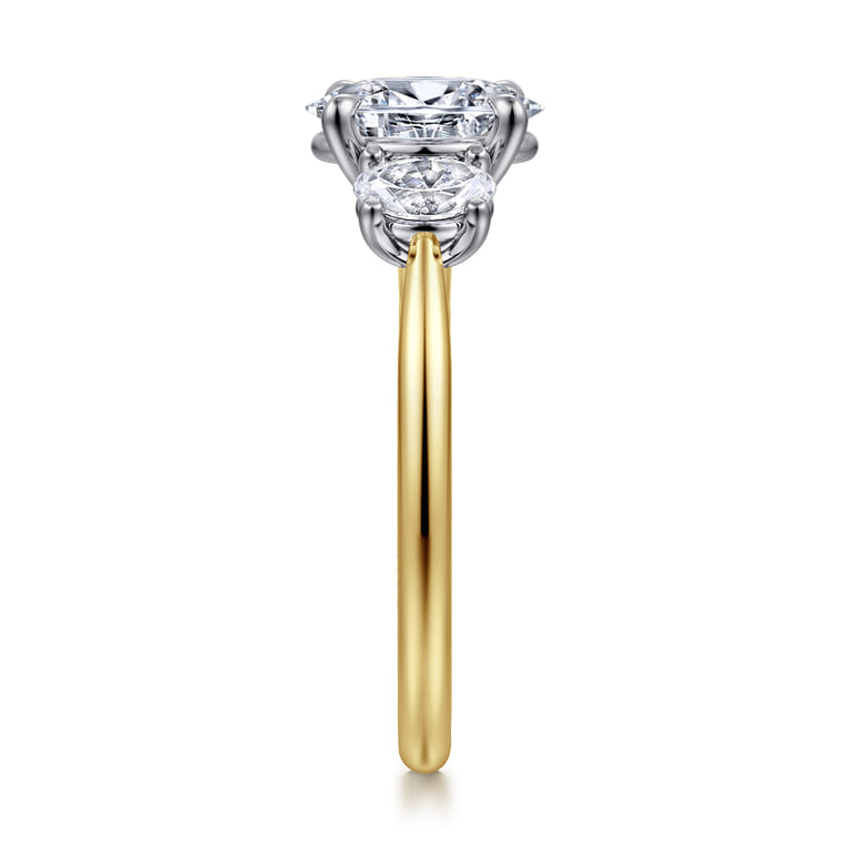 November - 14K White and Yellow Gold Oval Three Stone Diamond Engagement Ring - 0.6 ct - Shot 5