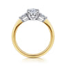 Sima - 14K White-Yellow Gold Oval Three Stone Diamond Engagement Ring - 0.2 ct