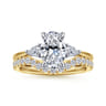 Sima - 14K White-Yellow Gold Oval Three Stone Diamond Engagement Ring - 0.2 ct