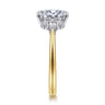 Sima - 14K White-Yellow Gold Oval Three Stone Diamond Engagement Ring - 0.2 ct