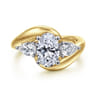 Beyond - 14K White-Yellow Gold Bypass Oval Three Stone Diamond Engagement Ring - 0.7 ct