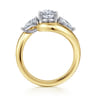 Beyond - 14K White-Yellow Gold Bypass Oval Three Stone Diamond Engagement Ring - 0.7 ct