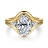Dedication - 14K White-Yellow Gold Compass Prong Oval Diamond Engagement Ring - 0.3 ct