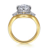 Dedication - 14K White-Yellow Gold Compass Prong Oval Diamond Engagement Ring - 0.3 ct