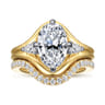 Dedication - 14K White-Yellow Gold Compass Prong Oval Diamond Engagement Ring - 0.3 ct