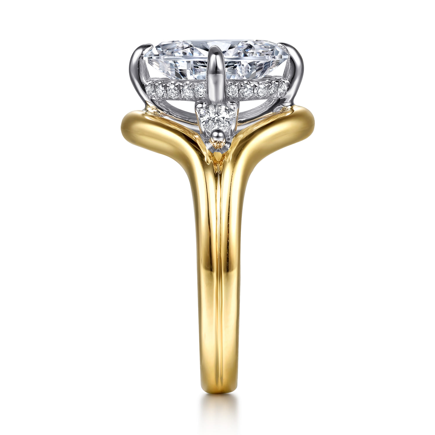 Dedication - 14K White-Yellow Gold Compass Prong Oval Diamond Engagement Ring - 0.3 ct - Shot 5