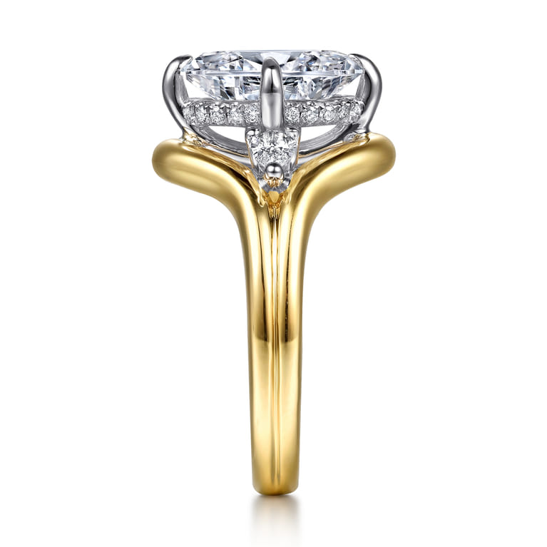 Dedication - 14K White-Yellow Gold Compass Prong Oval Diamond Engagement Ring - 0.3 ct - Shot 5