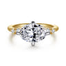 Devoted - 14K White-Yellow Gold Compass Prong Oval Diamond Engagement Ring - 0.3 ct