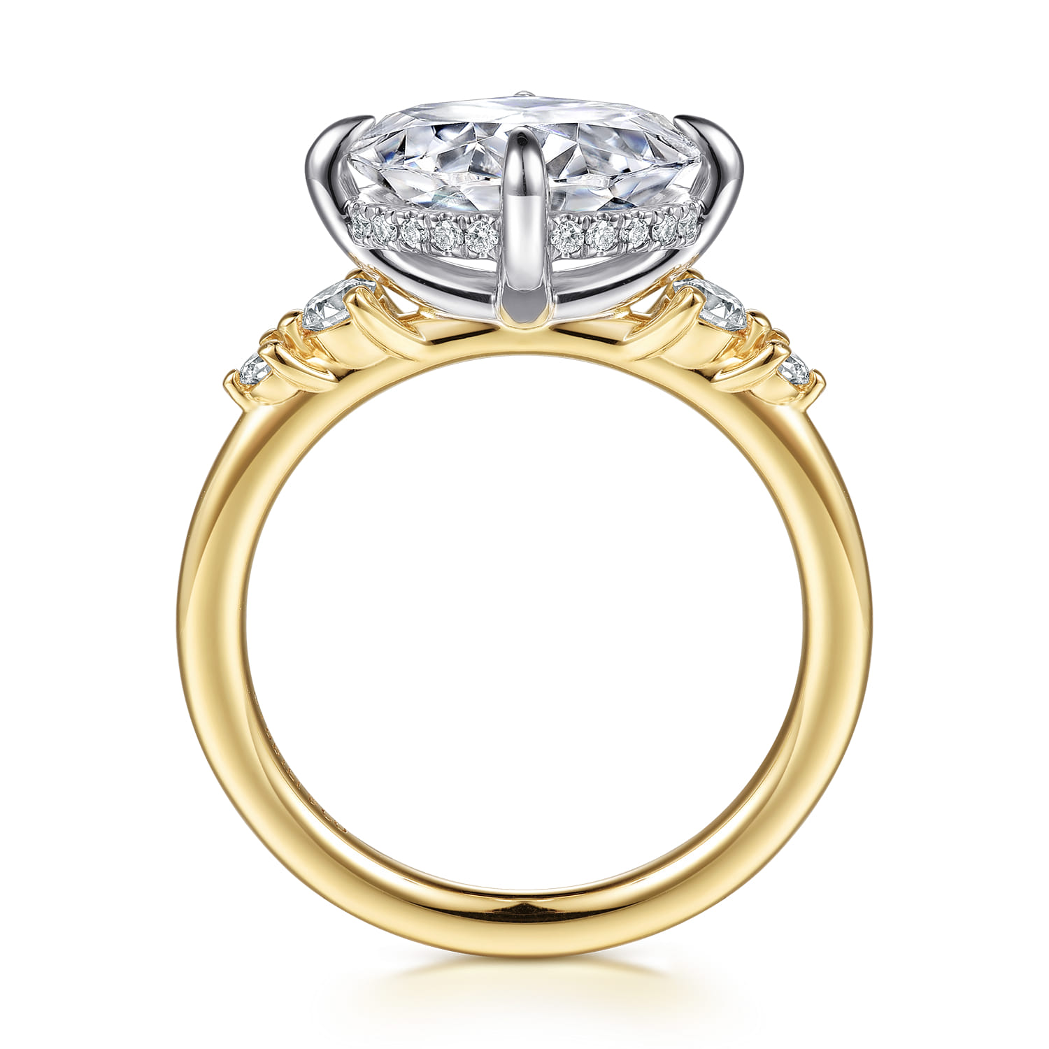 Devoted - 14K White-Yellow Gold Compass Prong Oval Diamond Engagement Ring - 0.3 ct - Shot 2