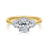 Adeline - 14K White-Yellow Gold Oval Three Stone Diamond Engagement Ring - 0.5 ct