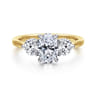 Adeline - 14K White-Yellow Gold Oval Three Stone Diamond Engagement Ring - 0.75 ct