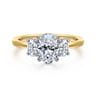 Thalina - 14K White-Yellow Gold Oval Three Stone Diamond Engagement Ring - 0.5 ct