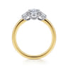 Thalina - 14K White-Yellow Gold Oval Three Stone Diamond Engagement Ring - 0.5 ct