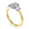 Thalina - 14K White-Yellow Gold Oval Three Stone Diamond Engagement Ring - 0.5 ct