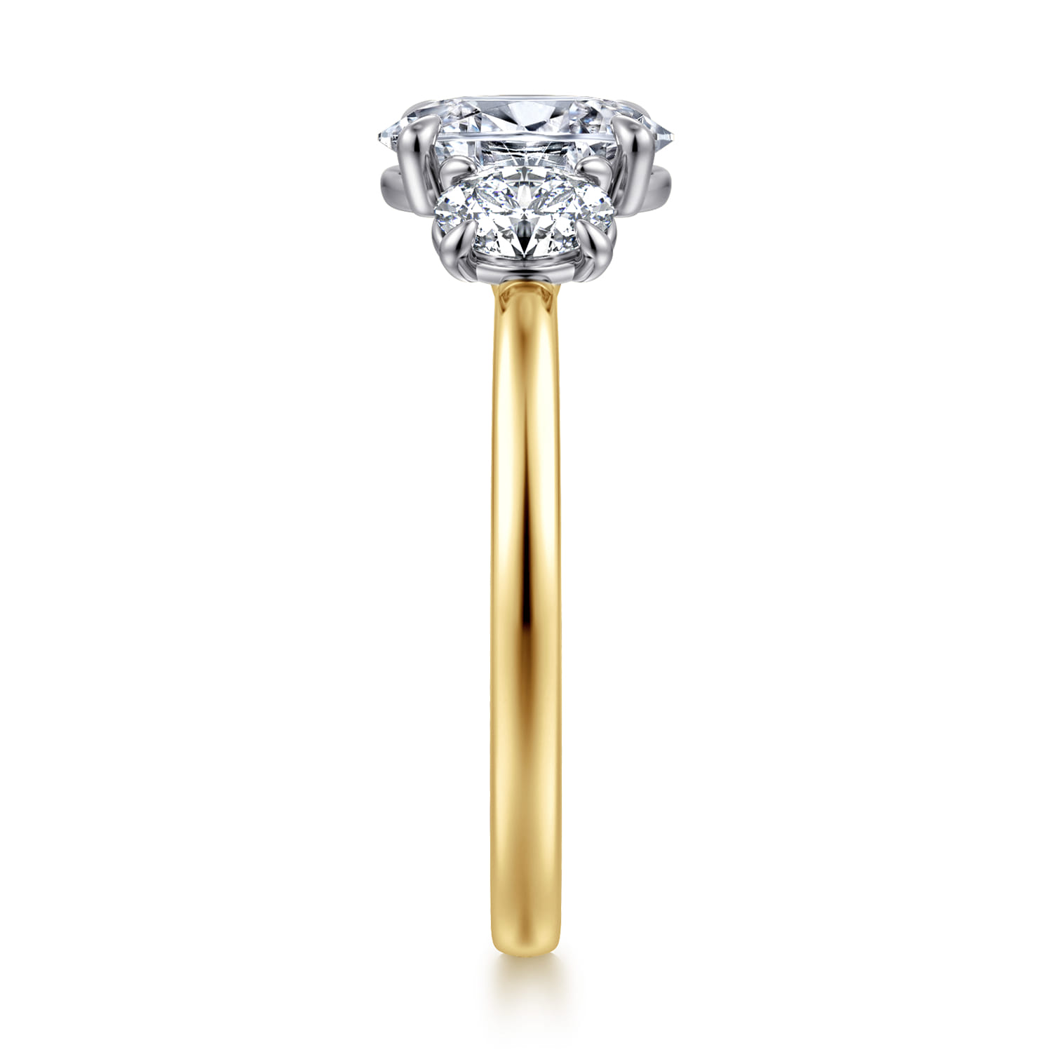 Thalina - 14K White-Yellow Gold Oval Three Stone Diamond Engagement Ring - 0.5 ct - Shot 4