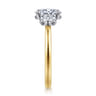 Thalina - 14K White-Yellow Gold Oval Three Stone Diamond Engagement Ring - 0.5 ct
