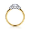 Thalina - 14K White-Yellow Gold Oval Three Stone Diamond Engagement Ring - 0.75 ct