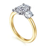 Thalina - 14K White-Yellow Gold Oval Three Stone Diamond Engagement Ring - 0.75 ct