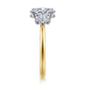 Thalina - 14K White-Yellow Gold Oval Three Stone Diamond Engagement Ring - 0.75 ct
