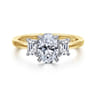 Thalina - 14K White-Yellow Gold Oval Three Stone Diamond Engagement Ring - 0.5 ct