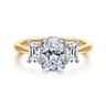 Thalina - 14K White-Yellow Gold Oval Three Stone Diamond Engagement Ring - 0.75 ct