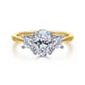 Thalina - 14K White-Yellow Gold Oval Three Stone Diamond Engagement Ring - 0.5 ct