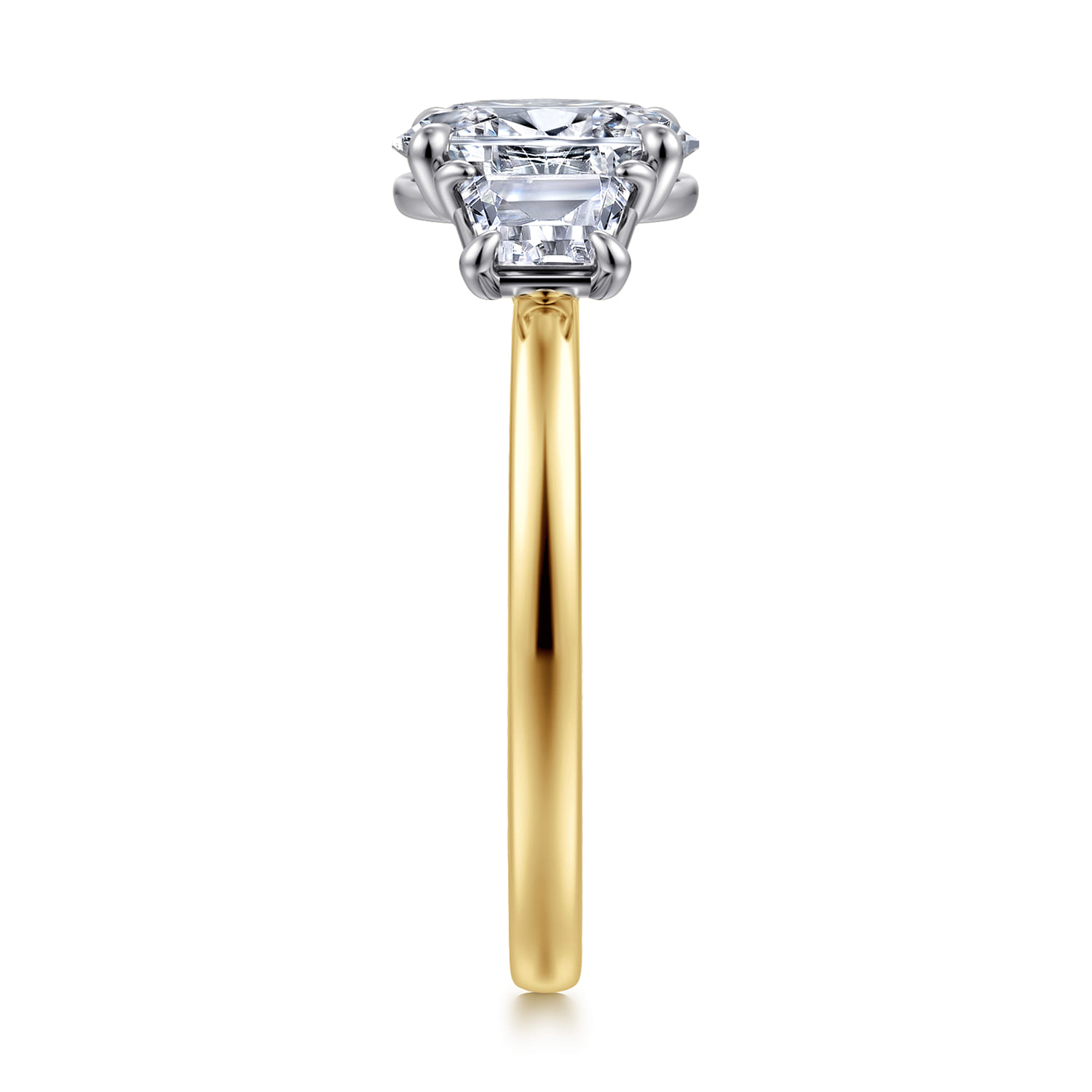 Thalina - 14K White-Yellow Gold Oval Three Stone Diamond Engagement Ring - 0.5 ct - Shot 4